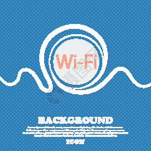第10集免费 wifi 上网标志 无线网络符号 无线网络图标 蓝色和白色的抽象背景点缀着文本和设计的空间 向量插画