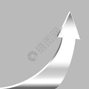 立体曲线箭头银箭头和中立灰色背景白色运动指针阴影商业编队插图教育生长曲线插画