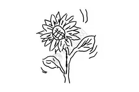 纹身黑白素材简单手画花朵背景