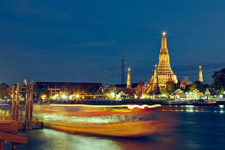 曼谷夜间吸引力地标崇拜旅游地方码头历史天际景观文化高清图片