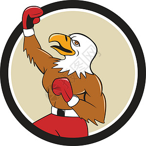 戴手套的拳头秃头鹰拳击手抽拳圈卡通插画