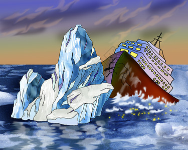 沉船和冰山跨大西洋航线高清图片