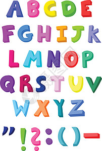 英语书法素材色彩多彩的字母冰箱乐趣游戏艺术学习打印磁铁学校幼儿园收藏插画