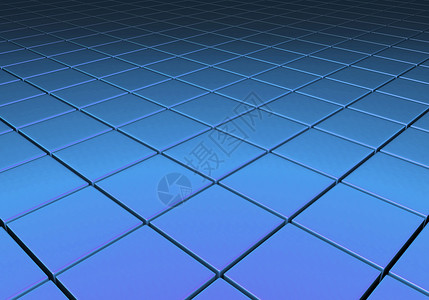 网格模式中的蓝色金属反射立方体背景图片