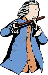 玩剪贴画十八世纪人玩长笛背景