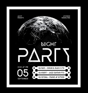 夜夜迪斯科党海报背景舞蹈打碟机展示地球世界插图庆典传单乐趣运动背景图片