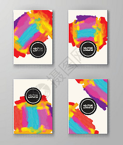 矢量水彩色成套菜单插图折纸商业创新标签卡片传单杂志刷子背景图片