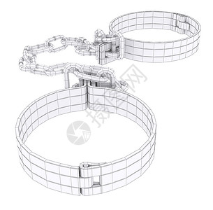 电线框架白色枷锁链式蓝图束缚绘画袖口渲染力量安全3d背景图片