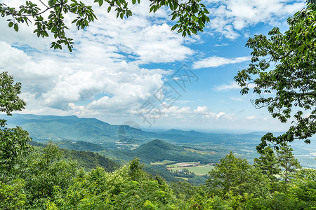 公园路蓝海脊视图山脉多云天空国家乡村山麓树木旅行背景