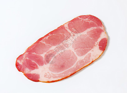 熏猪颈切片屠宰猪肉熏制产品食物库存横截面冷盘火腿背景图片