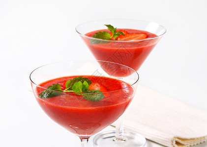 冷冻草莓纯丁e甜点泥状玻璃水果小吃食物冷藏背景图片