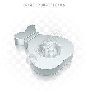 包氏合金商业图标 平面金属3D货币袋 透明阴影 EPS 10矢量设计图片