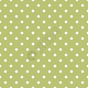 含有绿色背景白波尔卡点的平面矢量模式墙纸圆点正方形婴儿风格平铺插图白色装饰织物背景图片