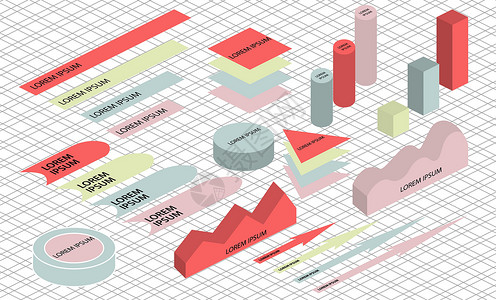 平面 3d 等距分布图按钮图表概念信息展示板统计数据商业业务木板背景图片