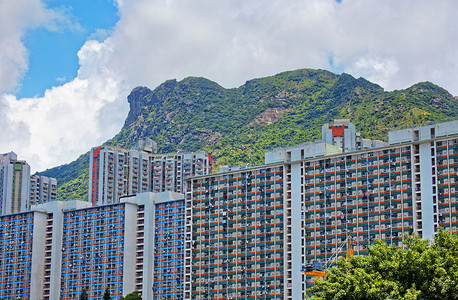 香港公共地产与地标狮子大鹏摩天大楼公寓高楼民众家庭贫困贫民窟城市生活景观背景图片