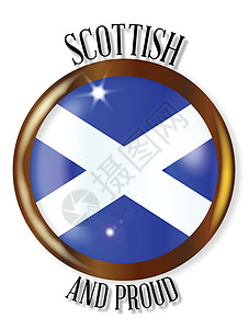 苏格兰骄傲的旗帜按钮玻璃徽章爱国圆形插图国家背景图片