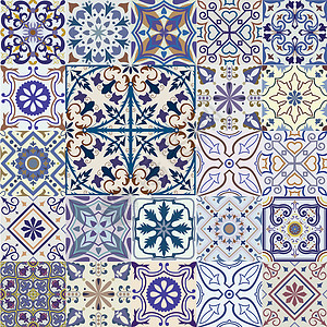 葡萄牙广场大向量组的瓷砖背景插画