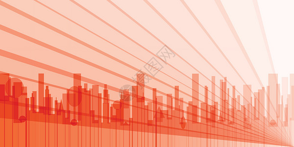 城市摘要背景日落插图红色无名之辈日出橙子天际景观绘图射线插画