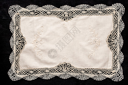 可爱蕾丝边框带有带带带边框的旧餐巾纸背景
