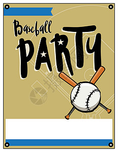 基础棒球党邀请模板插图说明传单邀请函派对海报空白蝙蝠元素生日设计场地背景图片