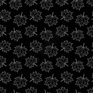 使用矢量的无缝模式艺术季节电脑墙纸植物叶子植物学白色黑色绘画背景图片