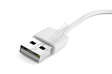 Usb 电缆插头技术电脑连接器绳索金属白色电子界面外设背景图片
