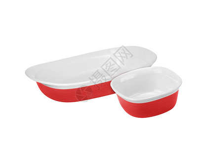 白上孤立的红碗白色用具文化矩形用餐红色餐具寿司餐厅场景背景图片