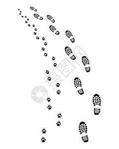 人和狗宠物脚趾追踪者爪子烙印赤脚小路打印邮票痕迹背景图片