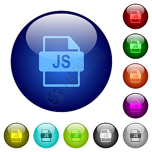 彩色 JS 文件格式玻璃按钮设计图片