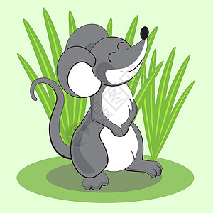 沙鼠漂亮的卡通老鼠站在草地上微笑 韦克托插画