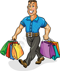 去购物 提着购物袋的男人店铺送货插图背景图片