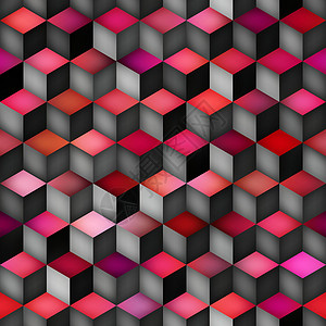 矢量无缝多色渐变立方体形状菱形网格几何图案风格橙子坡度水晶盒子纺织品色调打印紫色织物背景图片
