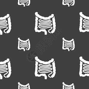肠道标志 灰色背景上的无缝模式 韦克托网络学校冒号卡通片营销解剖学身体回肠直肠插图插画