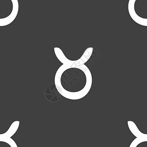 牛角沱金牛座标志 灰色背景上的无缝模式 韦克托八字牛角界面圆圈黄道部门力量喇叭插图艺术设计图片
