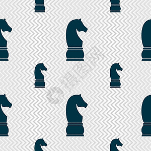 马舒克国际象棋骑士图标 符号 具有几何纹理的无缝模式 韦克托技术鬃毛领导者木板游戏艺术挑战战略锦标赛动物插画