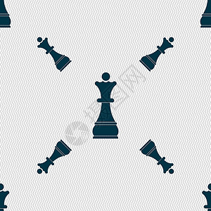国际象棋皇后标志 具有几何纹理的无缝模式 韦克托战略数字化团体横幅活动插图木板女王闲暇挑战插画
