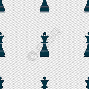 国际象棋皇后标志 具有几何纹理的无缝模式 韦克托技术游戏卡通片女王活动战略闲暇艺术木板标识插画