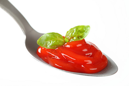 番茄酱辣酱调味品红色勺子食物背景图片