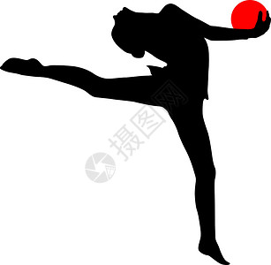 运动跳舞剪影有球的剪影女孩体操运动员 它制作图案矢量动员力量健美操平衡有氧运动数字竞赛身体女性演员插画