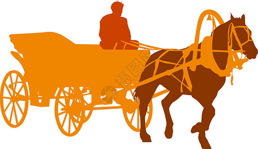 马杜拉蒂剪影马和马车与车夫 矢量说明男人车皮哺乳动物出租车教练古董车轮轿跑车车辆力量插画