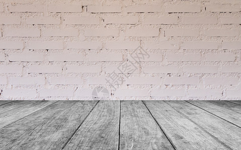 有砖墙的黑白黑木桌顶产品柜台建筑房间商业架子木头甲板材料展示背景图片