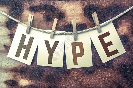 双色主题上的“Hype概念”插印纸牌背景图片