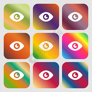 EyePublish 内容图标 九个带有明亮渐变的按钮 设计精美 韦克托背景图片