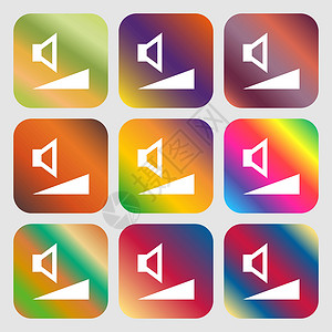 音量图标 九个带有明亮渐变的按钮 设计精美 韦克托控制技术金属音乐插图界面背景图片