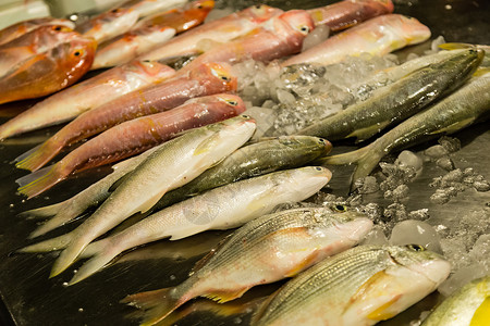 鲜鱼市场上的鱼海鲜寿司美食高清图片