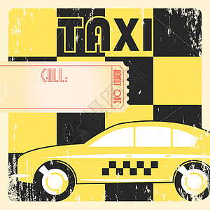 出租车复古海报黄色横幅邮票车辆商业丝印运输黑色广告创造力背景图片