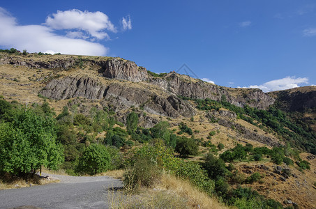 ARPAArpa河峡谷的克利夫 通往亚美尼亚耶尔穆克的道路背景