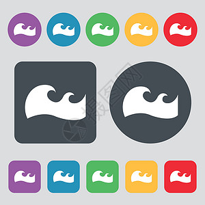青岛奥帆广场波浪图标标志 一组 12 个彩色按钮 平面设计 韦克托设计图片