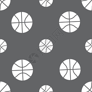 篮球图标标志 灰色背景上的无缝模式 韦克托徽章棕色齿轮娱乐艺术竞赛插图学校草图收藏背景图片