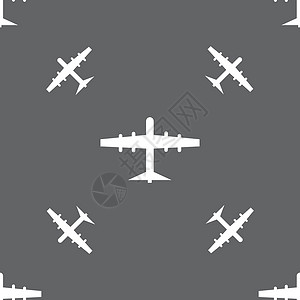 灰色飞机平面图标标志 灰色背景上的无缝模式 韦克托飞机场邮政货物商业航空公司航班折纸空气力量运输插画